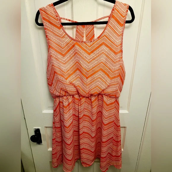 strapless open back dress Pink Chevron Knit Cutout Fitted Midi Dress